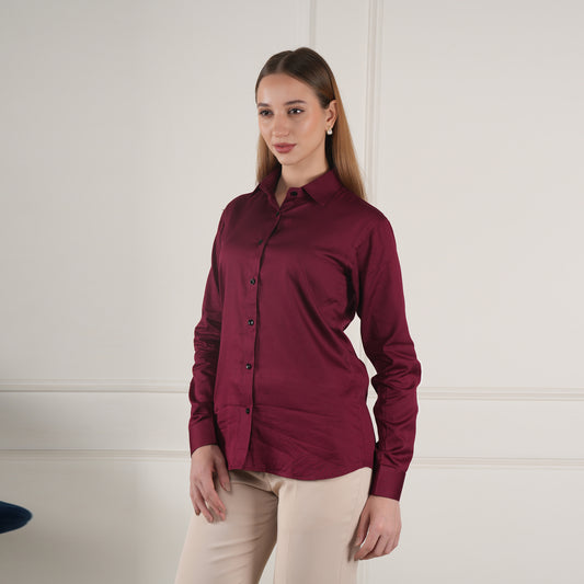 Crimson Clarity – Women’s Tailored Shirt by Stylus Aeternum