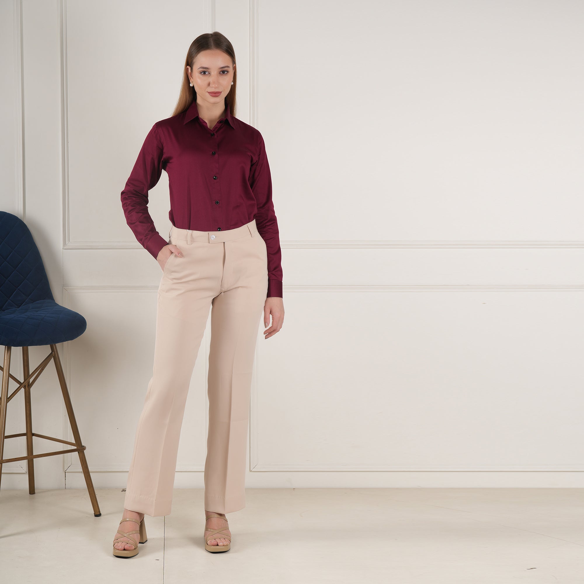 Crimson Clarity – Women’s Tailored Shirt by Stylus Aeternum