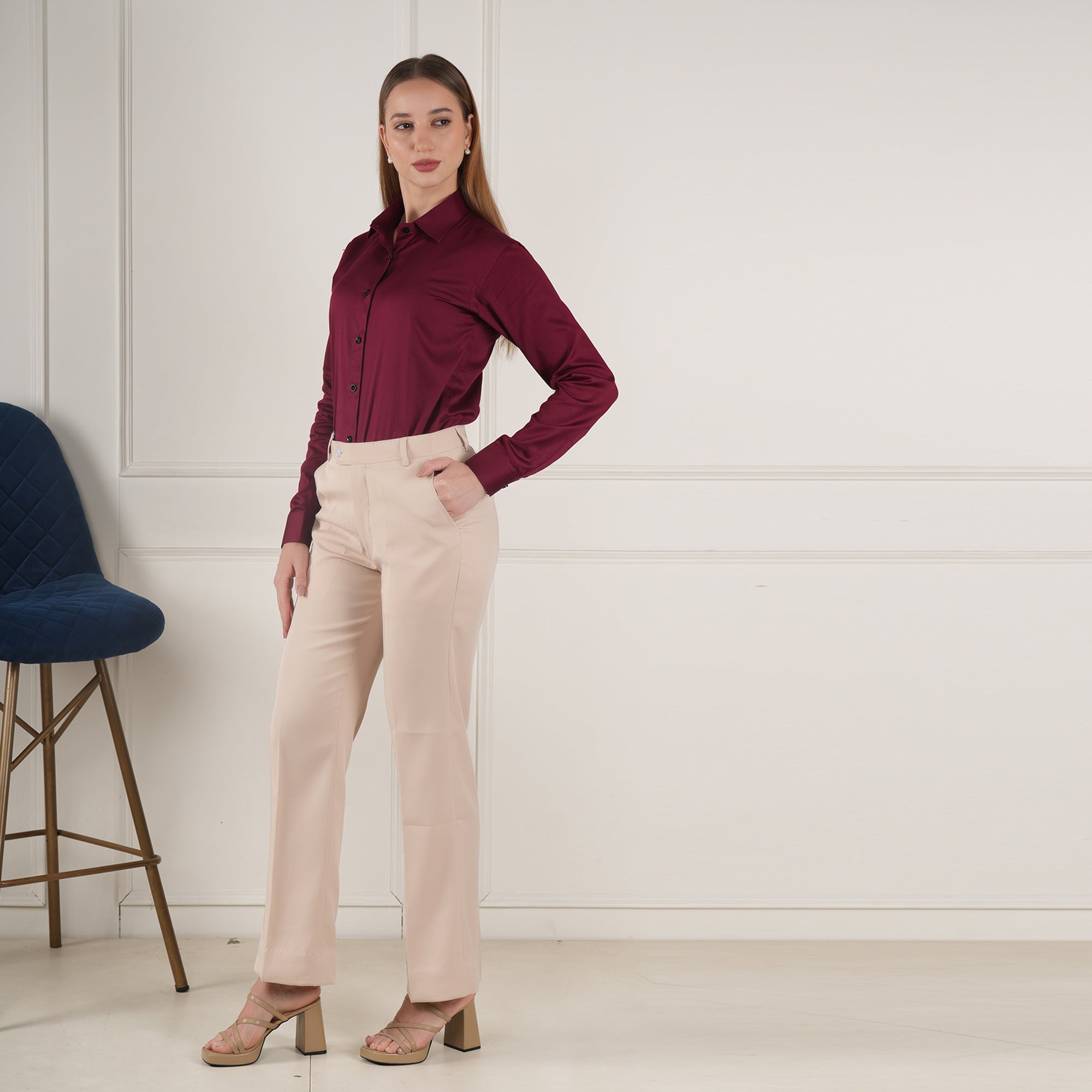 Crimson Clarity – Women’s Tailored Shirt by Stylus Aeternum