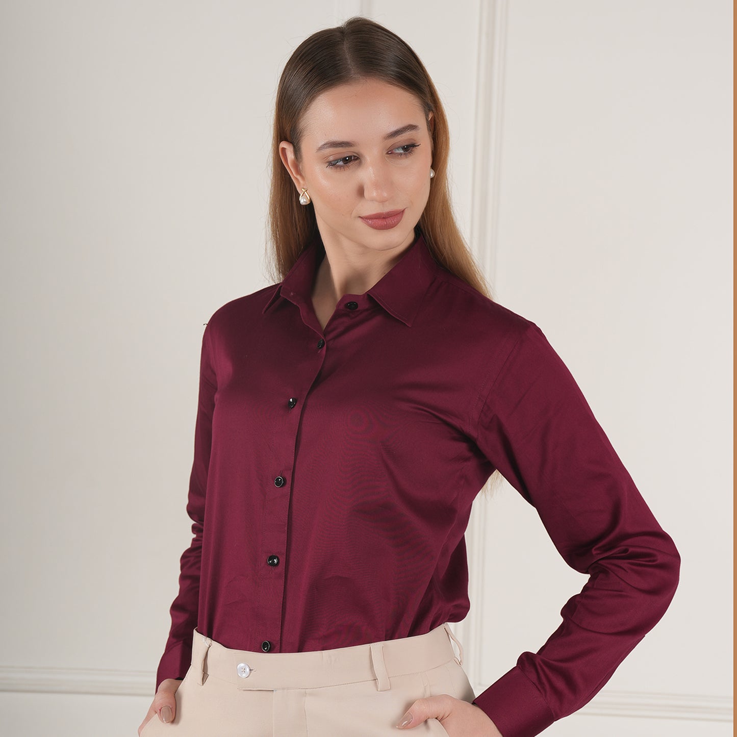 Crimson Clarity – Women’s Tailored Shirt by Stylus Aeternum