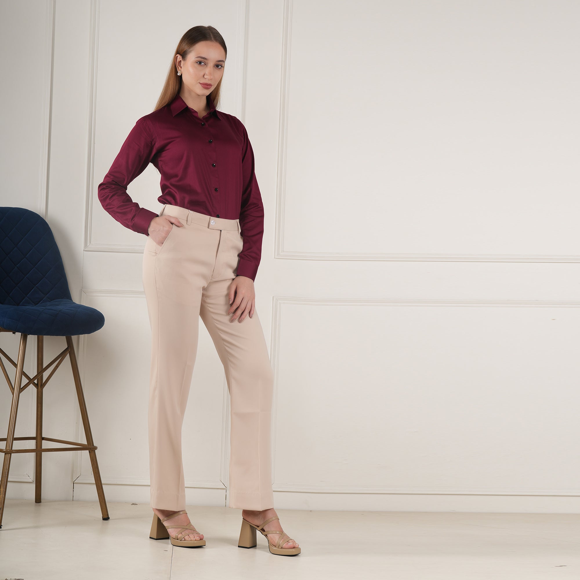 Crimson Clarity – Women’s Tailored Shirt by Stylus Aeternum