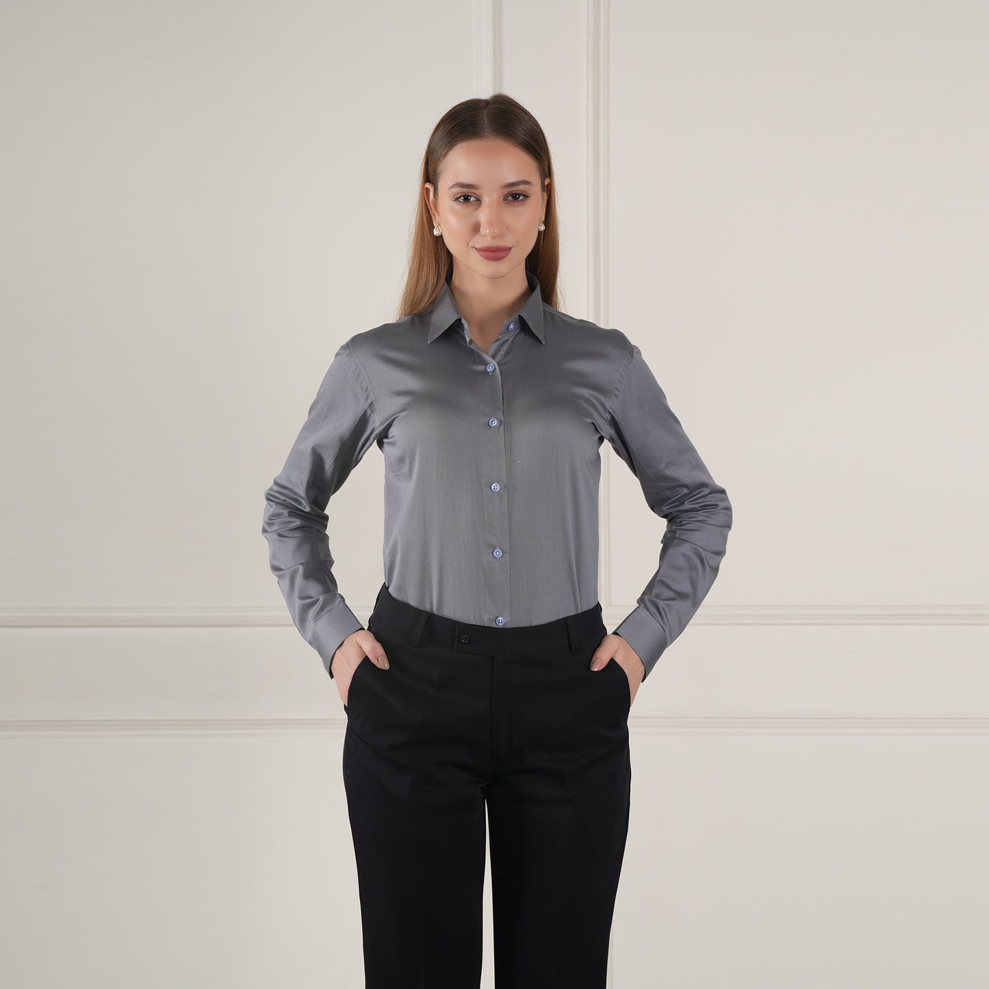 Graphite Grace – Women’s Tailored Shirt by Stylus Aeternum